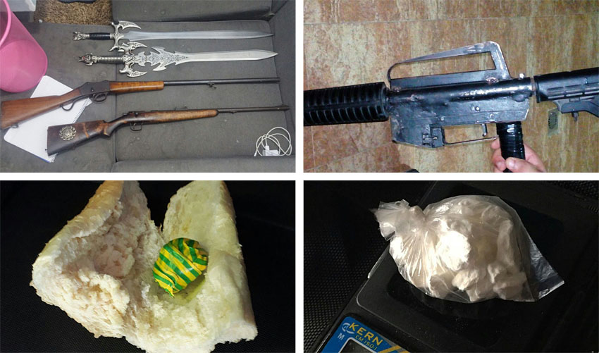 הנשק והסמים שנתפסו הבוקר (צילומים: דוברות המשטרה)