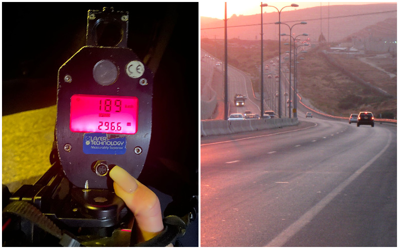 מכמונת המהירות - 189 קמ"ש, כביש 45 (צילומים: דוברות המשטרה, Ori~, מתוך ויקיפדיה)