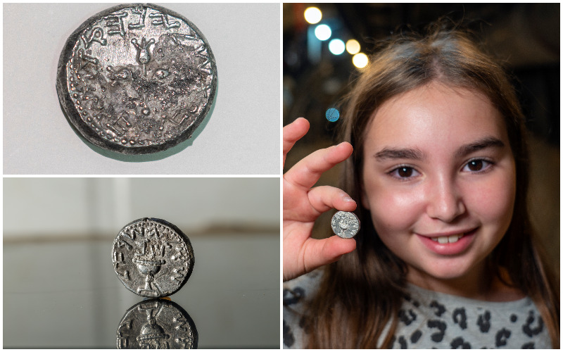 המטבע הנדיר שנמצא בחפירות בעיר דוד (צילומים: יניב ברמן ואליהו ינאי, עיר דוד ורשות העתיקות)