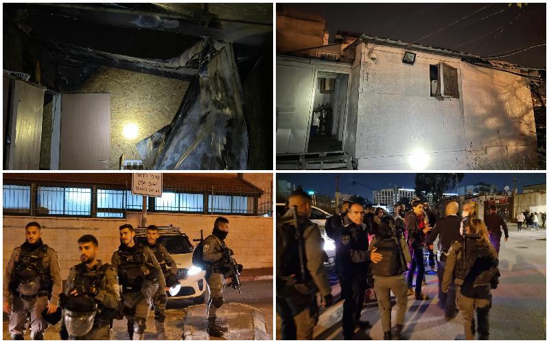 הדירה שהוצתה בשייח ג'ראח, פעילות המשטרה השבוע בשייח ג'ראח (צילומים: כבאות והצלה ירושלים, משטרת ירושלים)