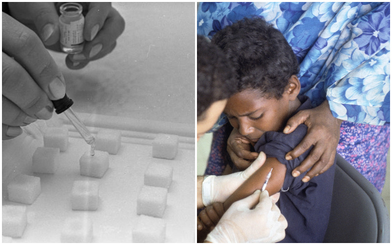 חיסון נגד פוליו בסומליה, דגימות בדיקת פוליו (צילומים: PV2 Andrew W. McGalliard, Public domain, via Wikimedia Commons, Bundesarchiv, B 145 Bild-F025952-0015, Gathmann, Jens, CC-BY-SA 3.0jpg)