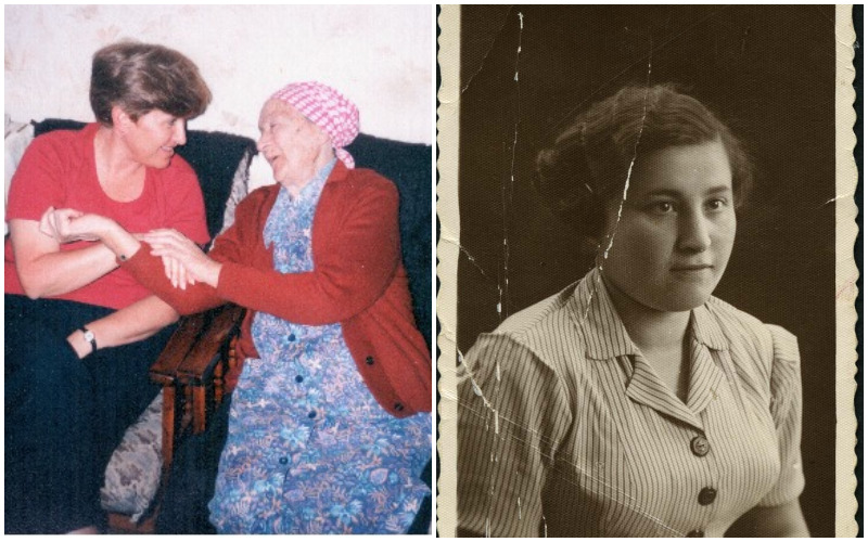 צילה קופולוביץ בצעירותה (מימין), אילין, בתה של צילה - עם האישה שהצילה את סבתה (צילומים: באדיבות המשפחה)