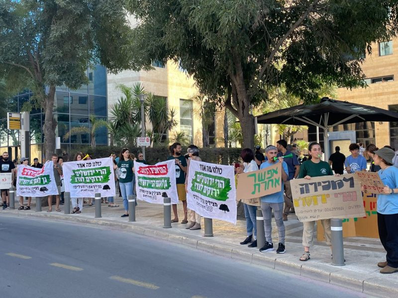 הפגנה נגד תוכנית ההפרדה המפלסית בצומת אורה (צילום: מצילים את ירושלים)