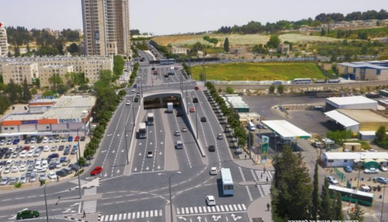 הדמיית ההפרדה המפלסית בצומת דרך חברון-אשר וינר (צילום הדמיה: צוות תוכנית אב לתחבורה)