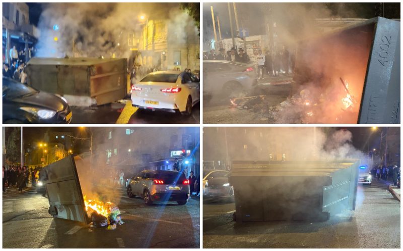 אזור המהומות אמש (צילומים: דוברות המשטרה)