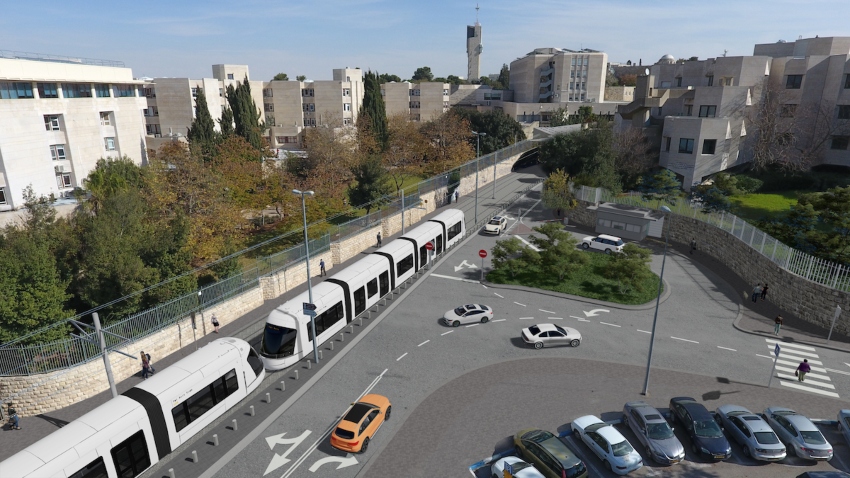 מנהרת הר הצופים של הרכבת הקלה (הדמיה: צוות תכנית אב לתחבורה)
