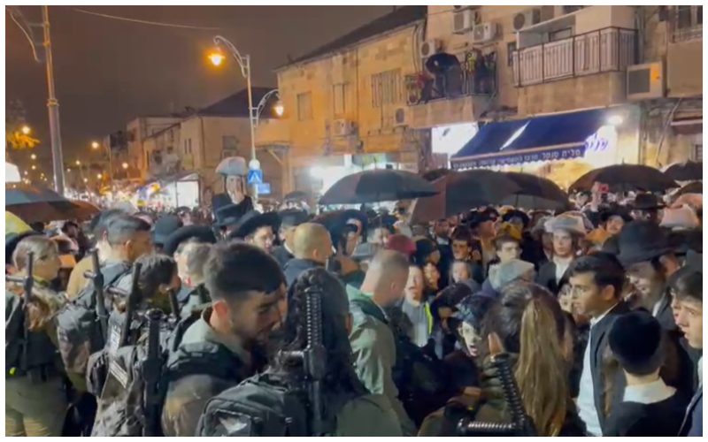 הפגנת החרדים ברחוב מלכי ישראל (צילום: דוברות המשטרה)