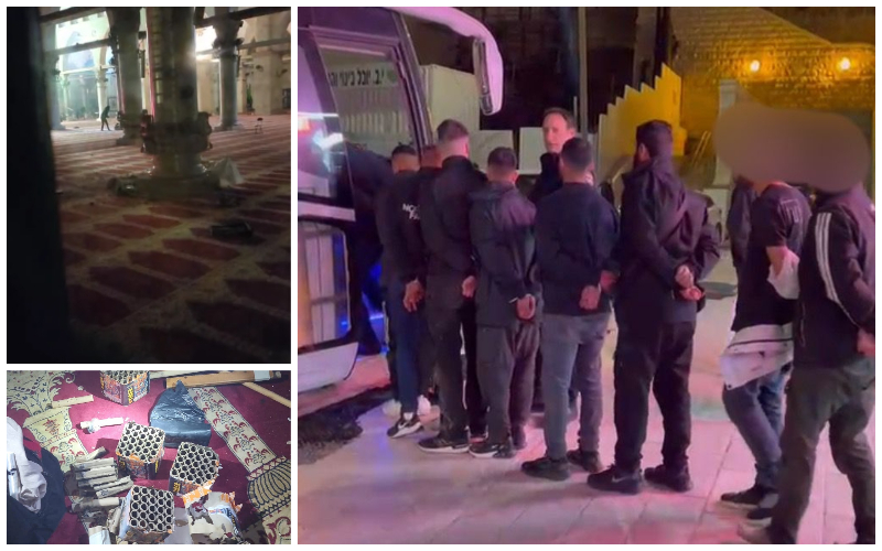 ההתפרעויות והמעצרים הלילה בהר הבית (צילומים: דוברות המשטרה)