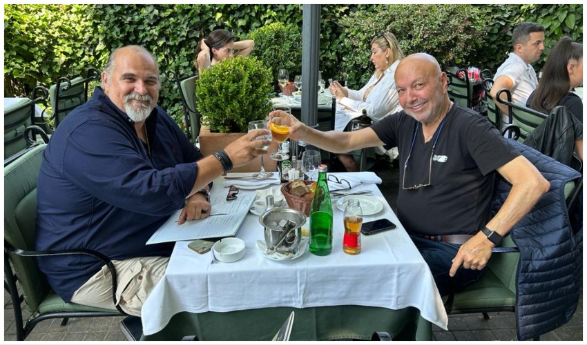 רמי מנדל ואלכסנדר דז'יקיץ' בארוחה בבלגרד (צילום: פרטי)