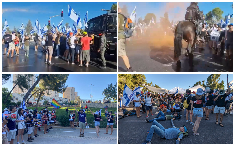המחאות והעימותים בין המפגינים לשוטרים (צילומים: דוברות המשטרה, שרון לנגר, מחאת הסטודנטים והסטודנטיות)