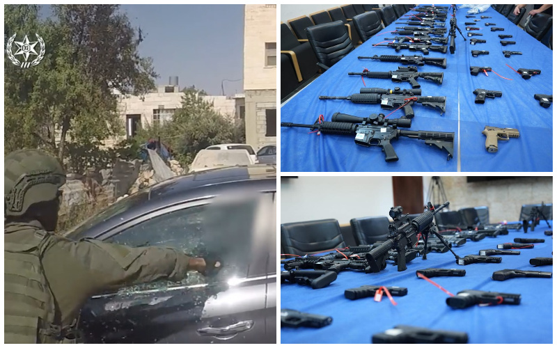 מעצר שבוצע הבוקר, הנשקים שנתפסו במהלך המבצע (צילומים: דוברות המשטרה)