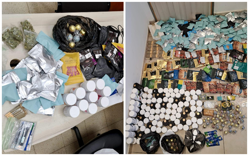 החומרים שנתפסו אצל החשודים בסחר בסמים (צילומים: דוברות המשטרה)