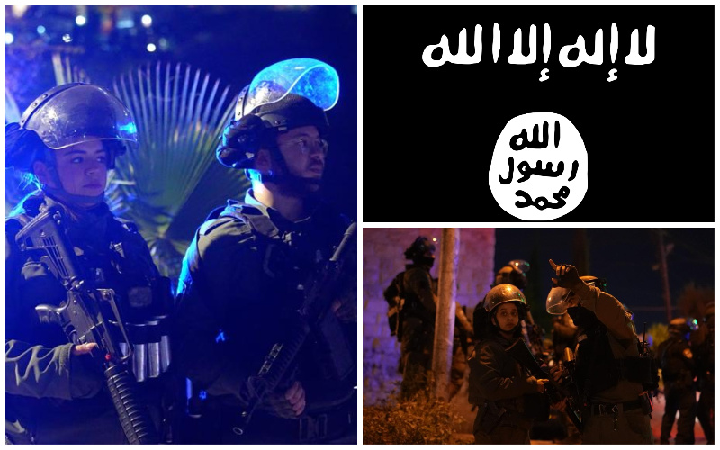 דגל דאעש, פעילות המשטרה במזרח העיר (צילומים: YO-מתוך ויקיפדיה, דוברות המשטרה)