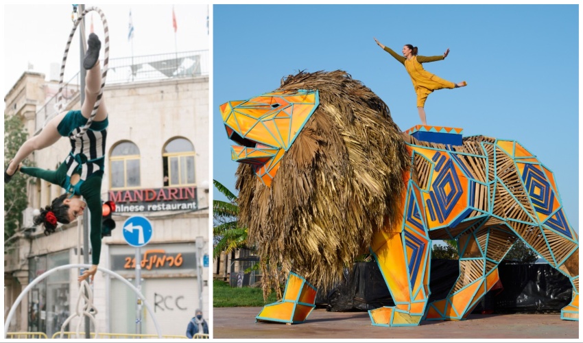 מיצג האריה שיוביל את תהולכת 'עדלאידע' 2024, פורים בירושלים בשנה שעברה (צילומים: דור קדמי, דנה בר סימן טוב)