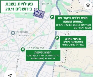 מפת פעילות בשבת של האיחוד הירושלמי