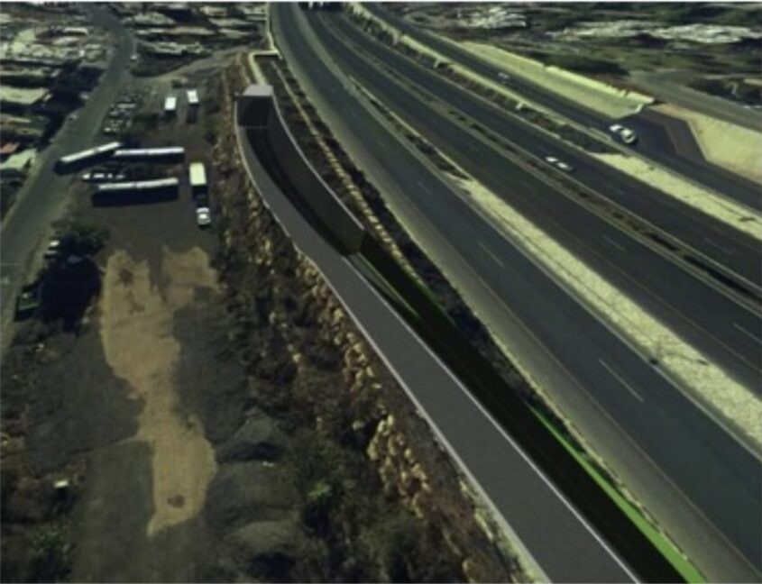 הדמיית פורטל היציאה מהמנהרה (צילום: מתוך ההצגה במינהל קהילתי הר חומה)