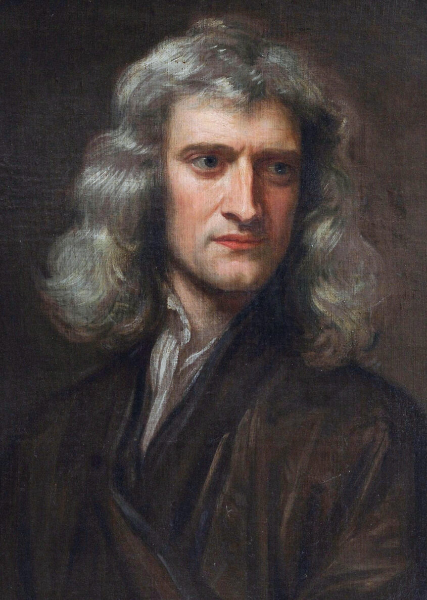 הפינה - אייזיק ניוטון צילום-איור James Thronill after Sir Godfrey Kneller, Public domain, via Wikimedia Commons