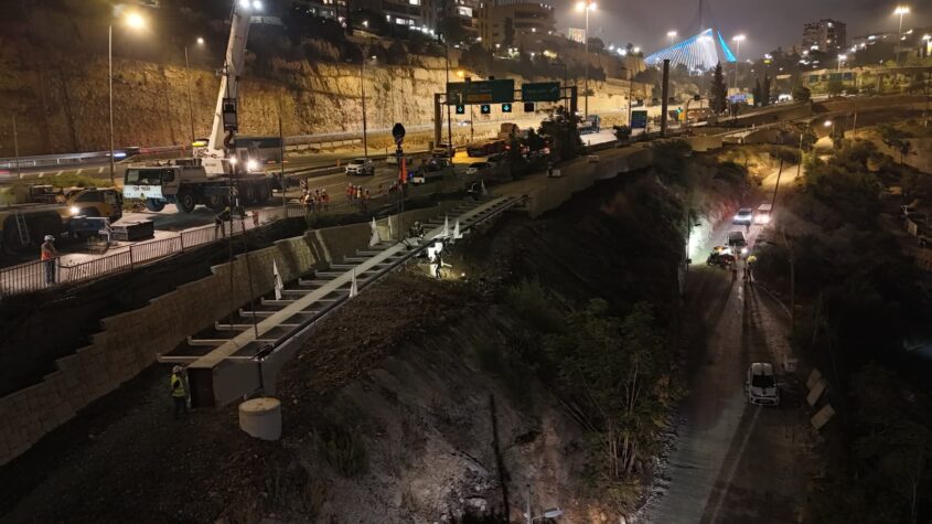 העבודות בכביש בגין בשבוע שעבר (צילום: באדיבות חברת מוריה)