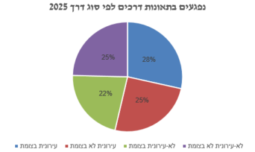 נפגעים בתאונות דרכים לפי סוג דרך 2025