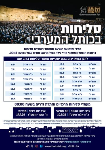 לוח הזמנים - סליחות בכותל המערבי (צילום: הקרן למורשת הכותל המערבי)