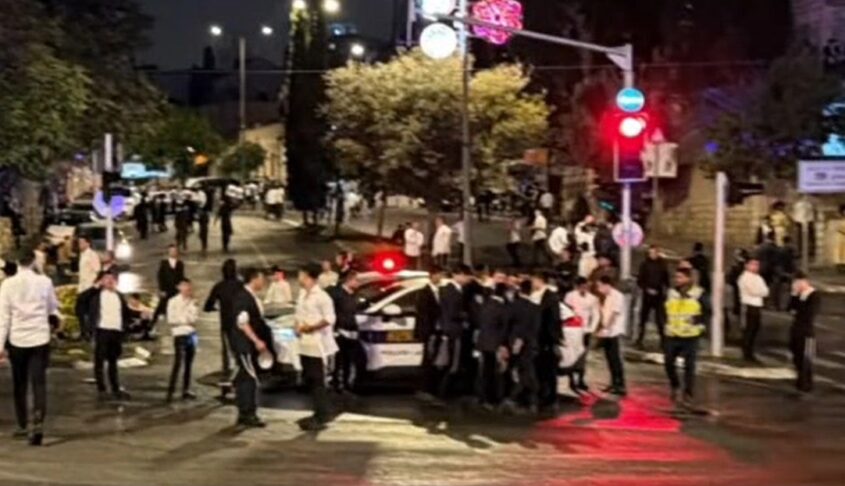 הפרת הסדר בסמוך להילולה (צילום: דוברות המשטרה)
